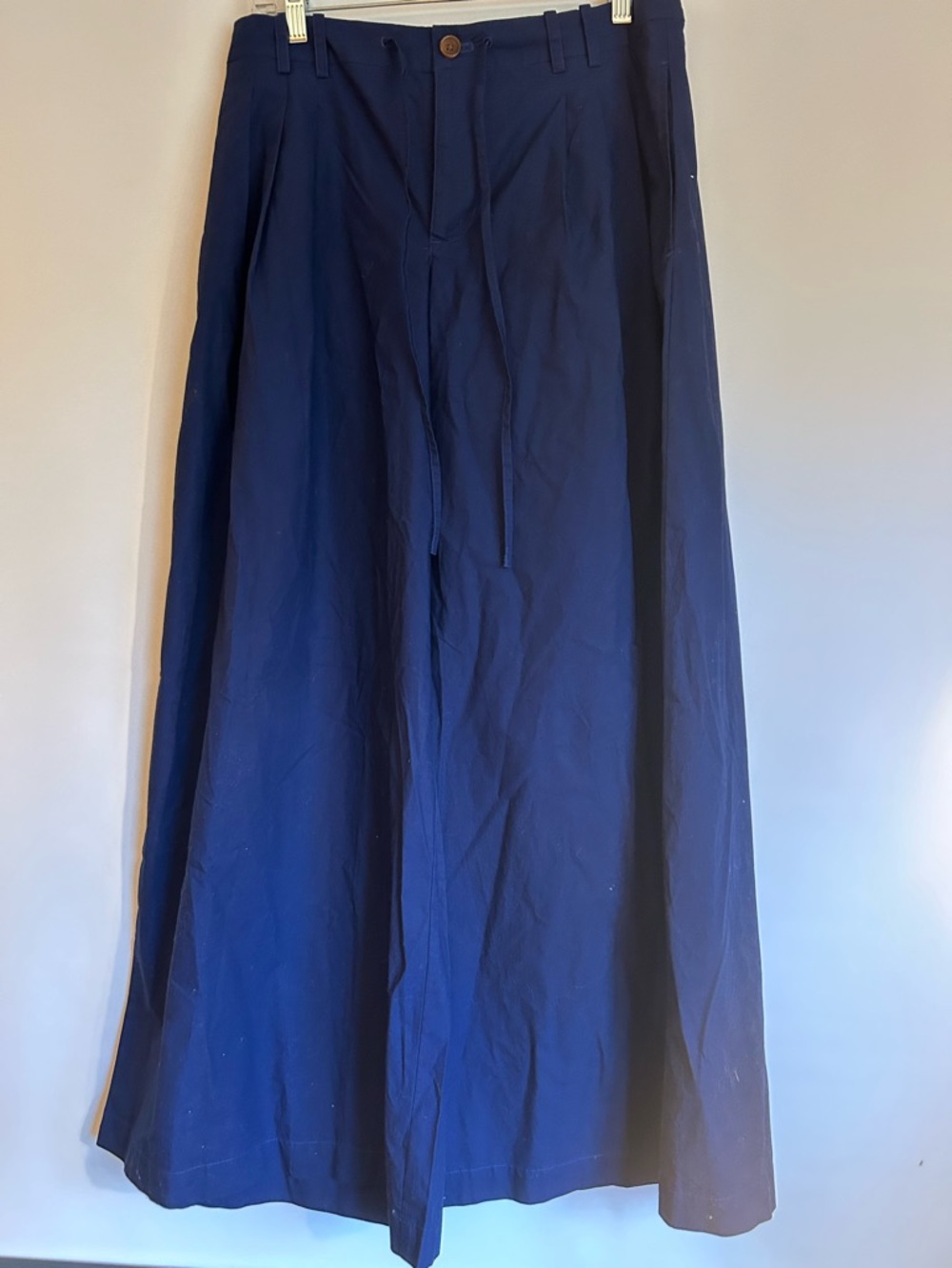 LANDS END MADE IN INDIA NAVY 100% COTTON EXTRA WIDE LEGS WOMEN’S PANTS SIZE 8